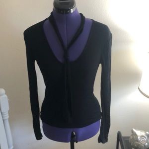 Black ribbed top with tie front